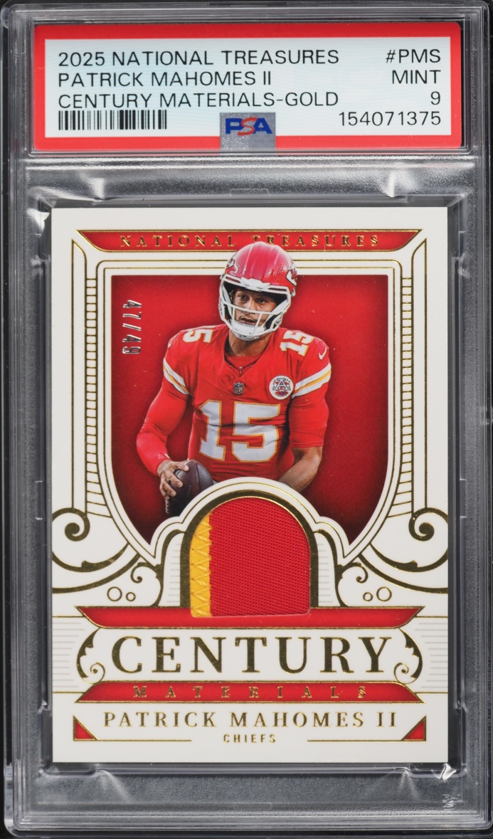 2025 National Treasures Century Materials Gold Patrick Mahomes II PATCH /49 #PMS PSA 9 MINT
