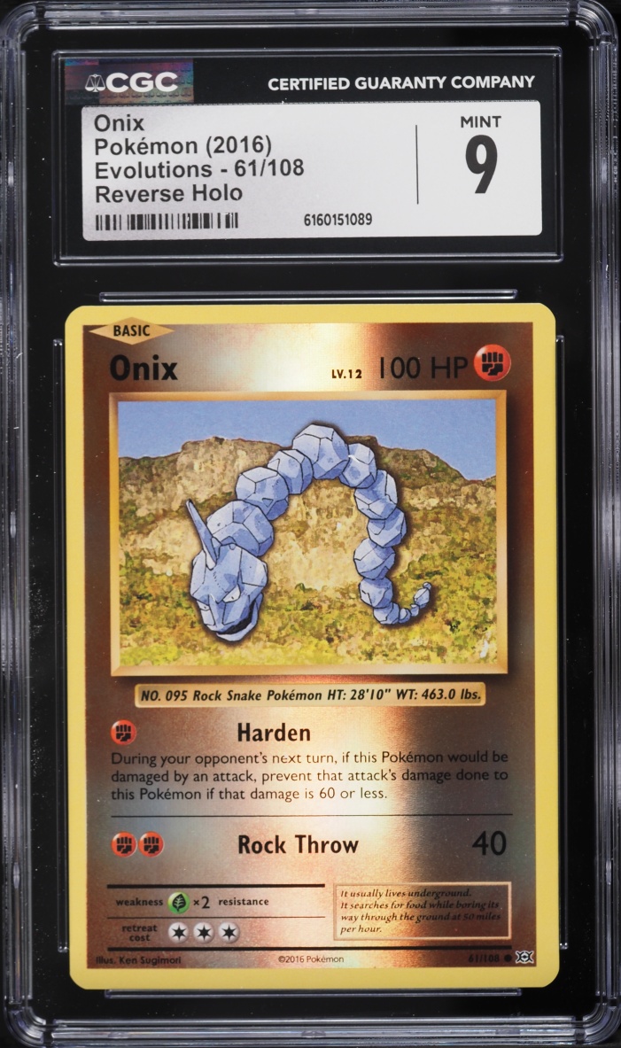2016 Pokemon XY Evolutions Reverse Holo Onix #61 CGC 9 MINT