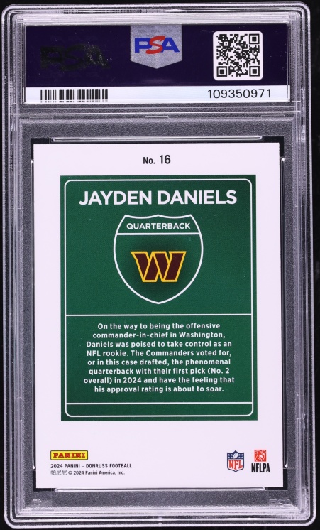 2024 Donruss Downtown Jayden Daniels ROOKIE #16 PSA 10 GEM MINT