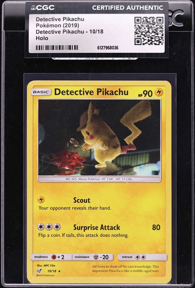 2019 Pokemon Sun & Moon Holo Detective Pikachu #10 CGC AUTH