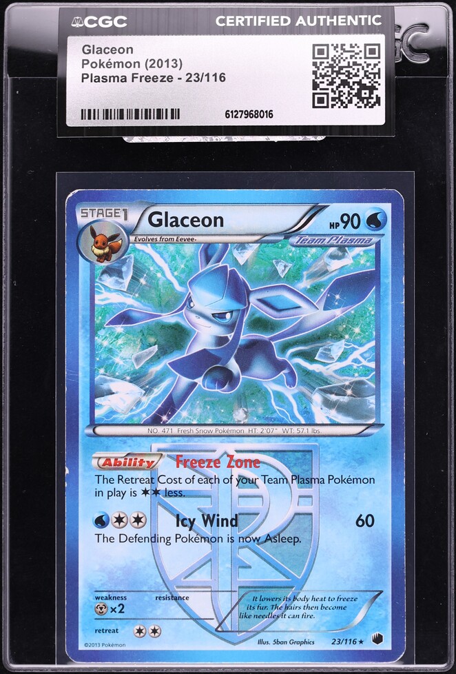 2013 Pokemon Black & White Plasma Freeze Glaceon #23 CGC AUTH