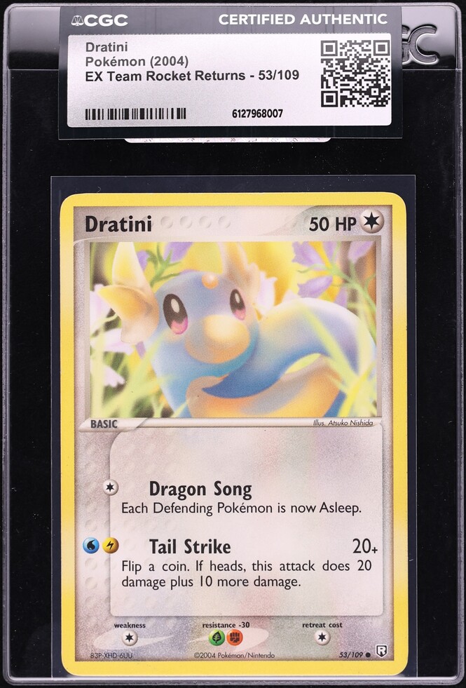 2004 Pokemon EX Team Rocket Returns Dratini #53 CGC AUTH