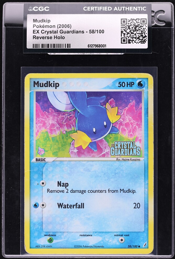 2006 Pokemon EX Crystal Guardians Reverse Holo Mudkip #58 CGC AUTH