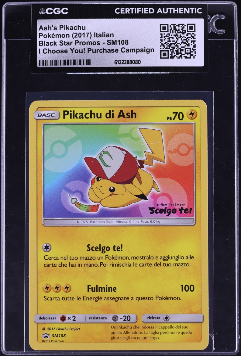 2017 Pokemon Italian Sun & Moon Black Star Promo I Choose You! Ash's Pikachu #SM108 CGC AUTH