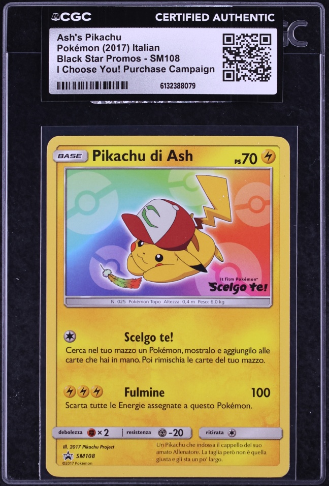 2017 Pokemon Italian Sun & Moon Black Star Promo I Choose You! Ash's Pikachu #SM108 CGC AUTH