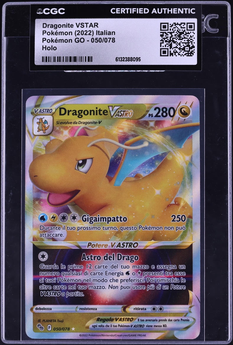 2022 Pokemon Italian Sword & Shield Pokemon GO Holo Dragonite VSTAR #050 CGC AUTH