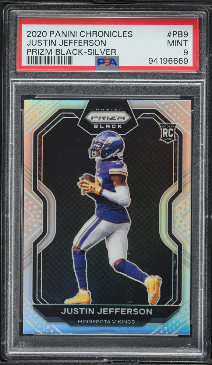 2020 Panini Chronicles Prizm Black Silver Justin Jefferson ROOKIE #PB-9 PSA 9 MINT