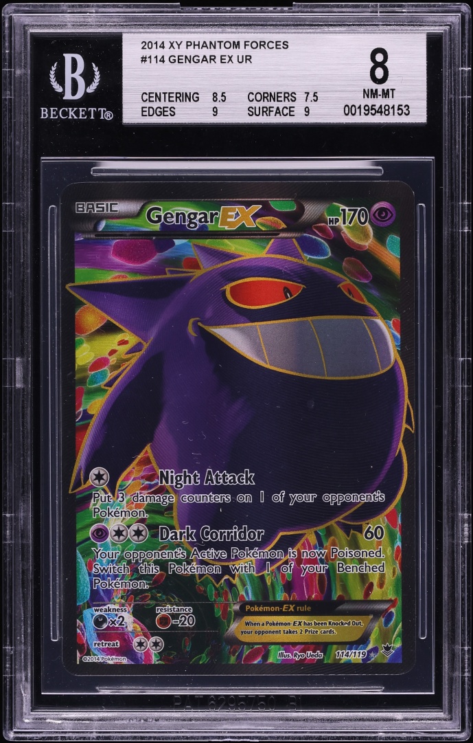 2014 Pokemon XY Phantom Forces Full Art Gengar EX #114 BGS 8 NM-MT