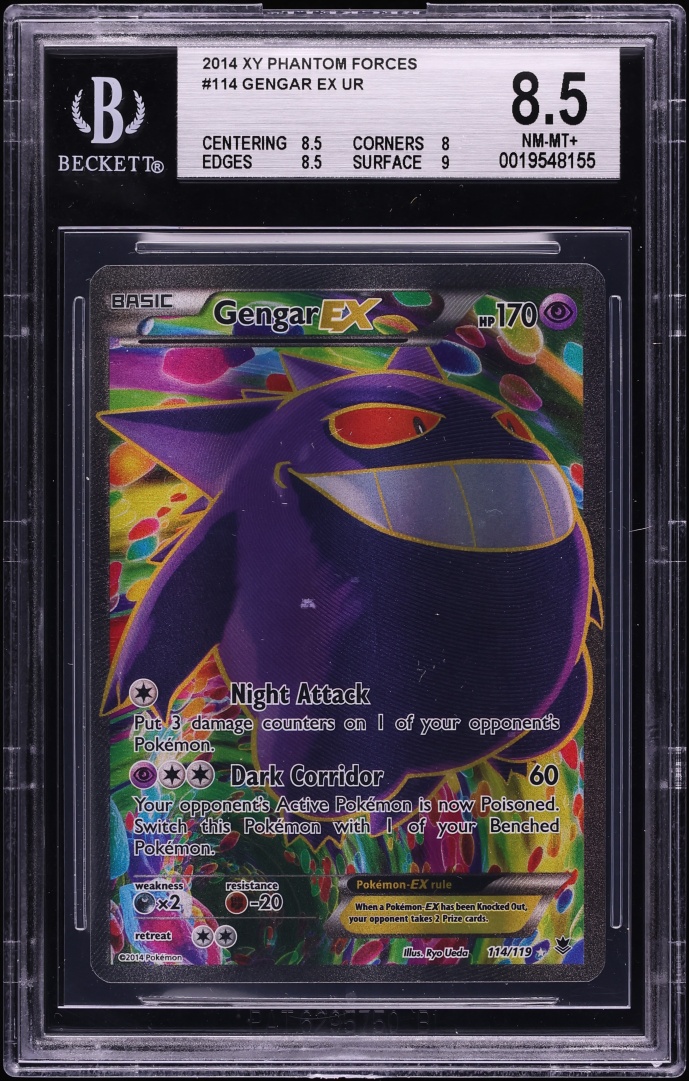 2014 Pokemon XY Phantom Forces Full Art Gengar EX #114 BGS 8.5 NM-MT+