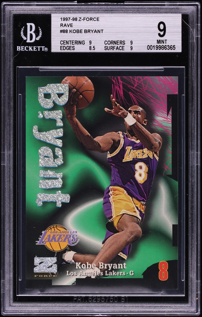 1997 Skybox Z-Force Rave Kobe Bryant /399 #88 BGS 9 MINT