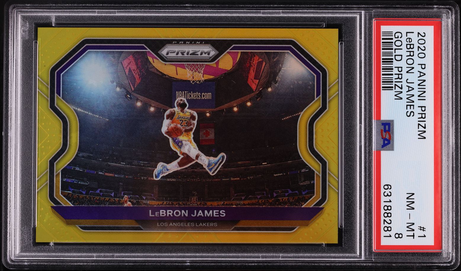 2020 Panini Prizm Gold LeBron James /10 #1 PSA 8 NM-MT