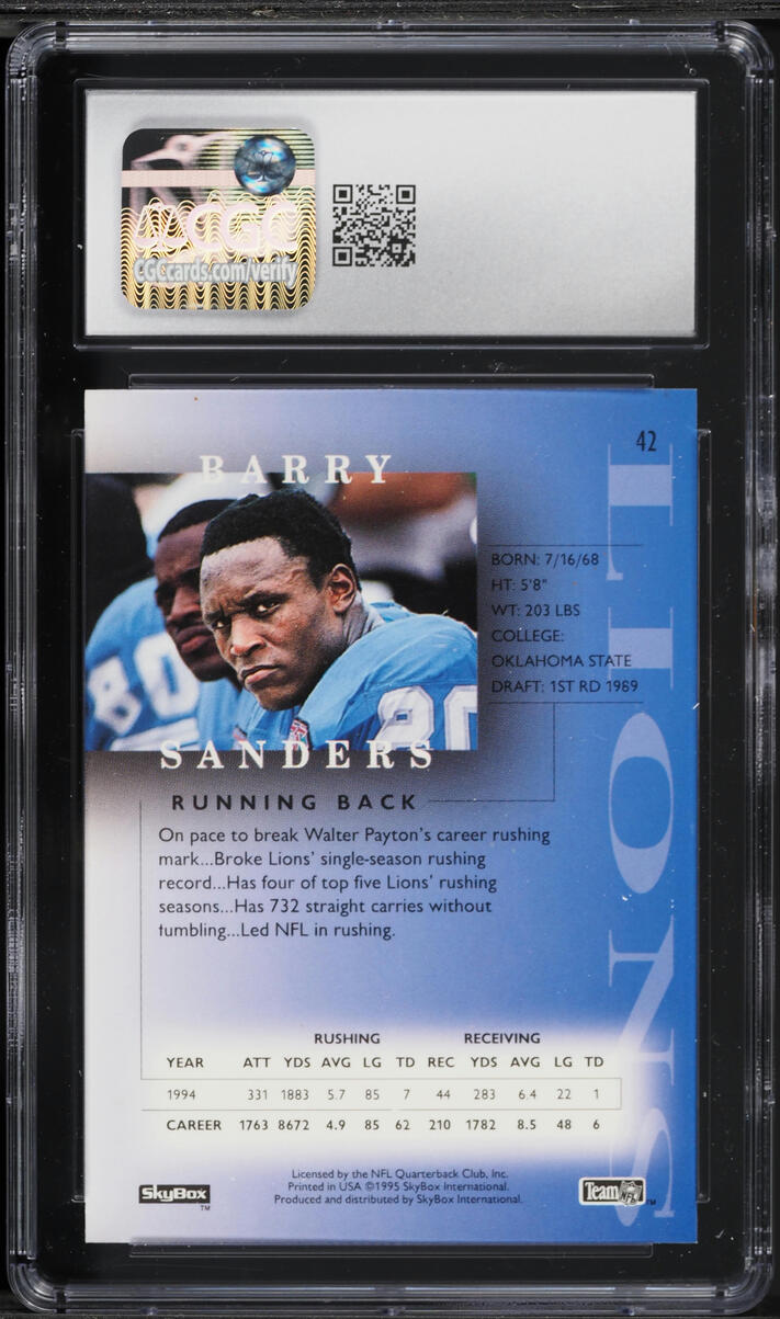 1995 Skybox Premium Barry Sanders #42 CGC 9 MINT