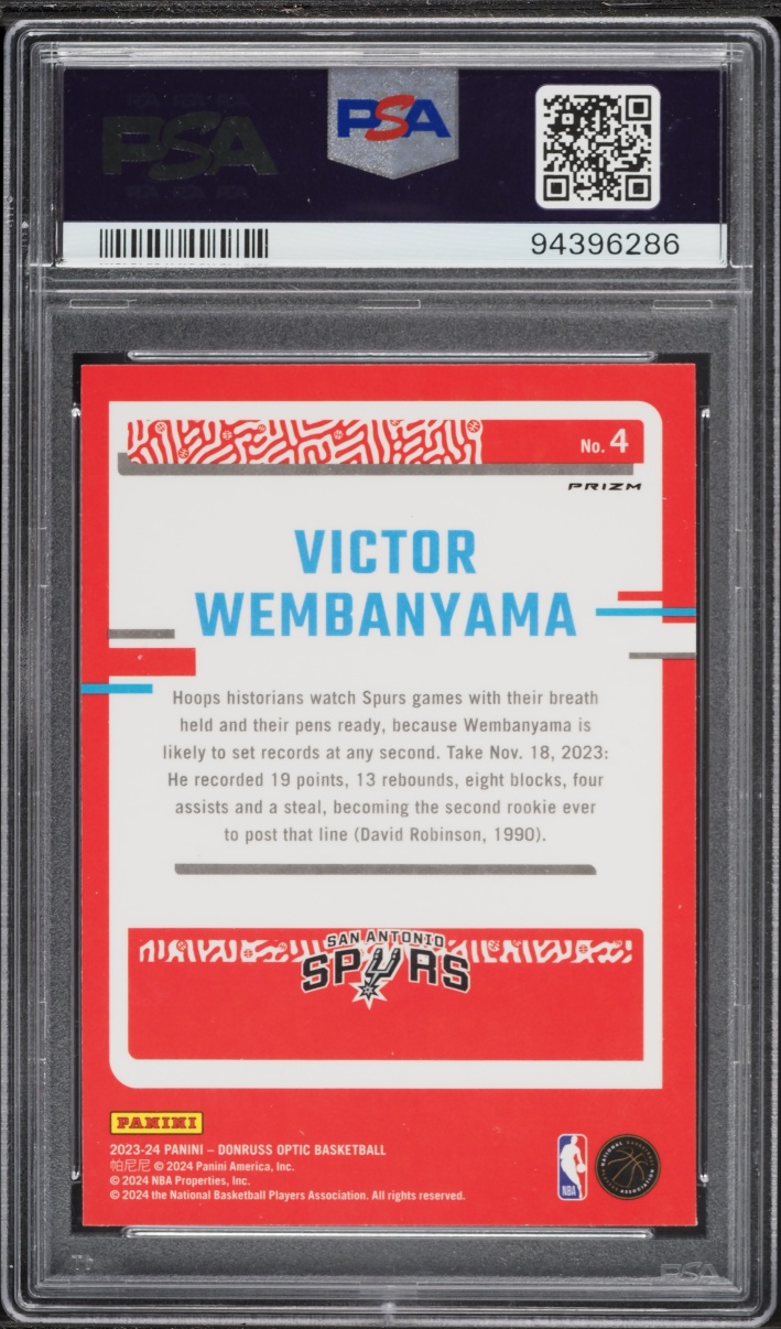 2023 Donruss Optic The Rookies Holo Victor Wembanyama ROOKIE #4 PSA 10 GEM MINT