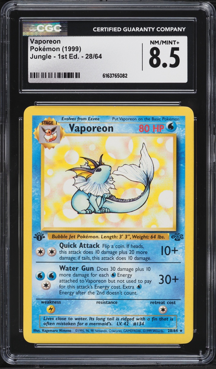 1999 Pokemon Jungle 1st Edition Vaporeon #28 CGC 8.5 NM-MT+