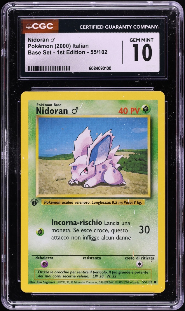 2000 Pokemon Italian Base Set 1st Edition Nidoran #55 CGC 10 GEM MINT