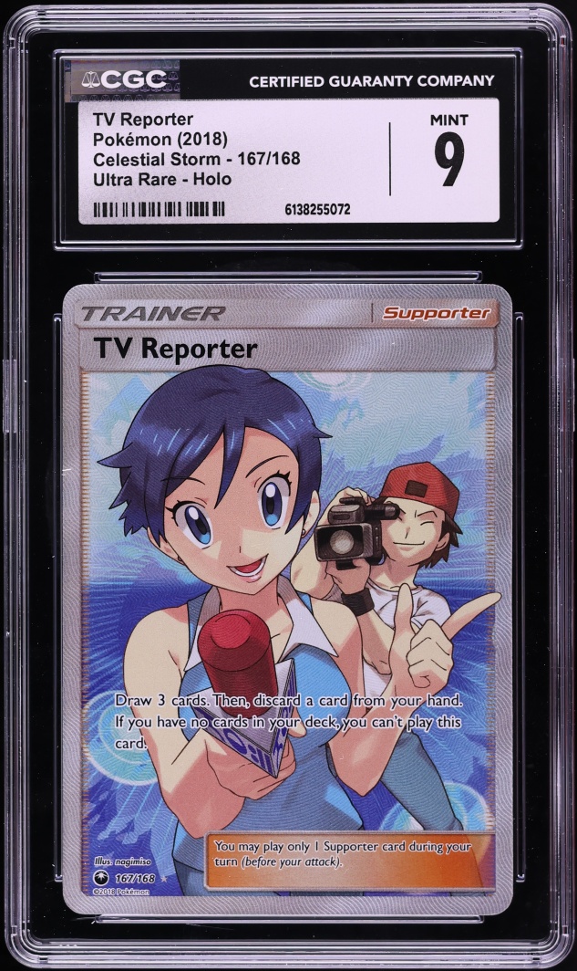 2018 Pokemon Sun & Moon Celestial Storm Full Art TV Reporter #167 CGC 9 MINT