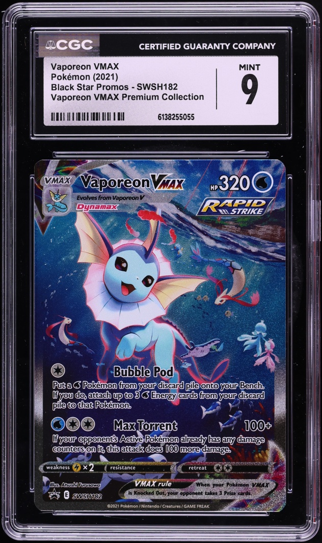 2021 Pokemon Sword & Shield Promo Premium Collection Alt Art Vaporeon VMAX #SWSH182 CGC 9 MINT