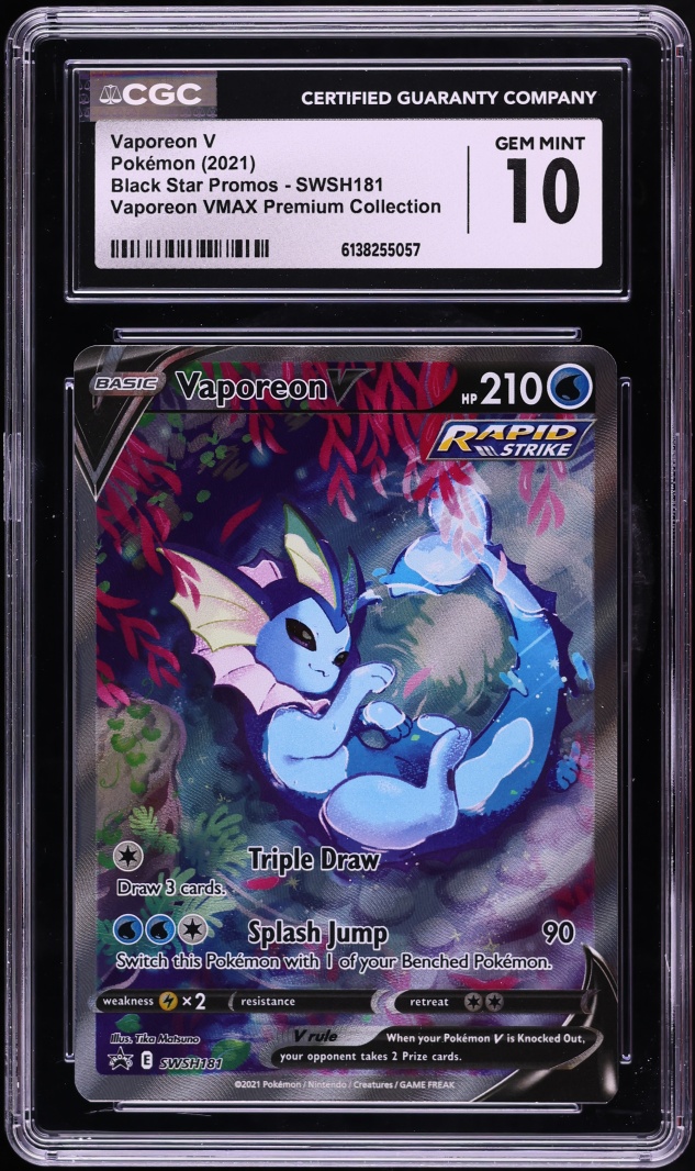 2021 Pokemon SWSH Promo VMAX Premium Collection Alt Art Vaporeon V #SWSH181 CGC 10 GEM MINT