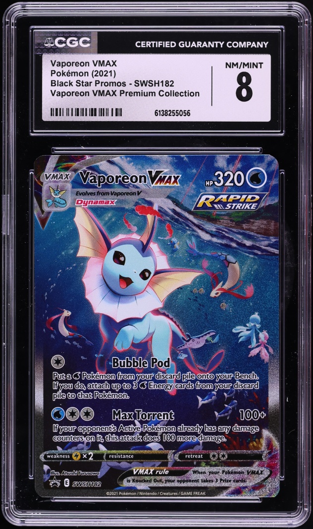 2021 Pokemon Sword & Shield Promo Premium Collection Alt Art Vaporeon VMAX #SWSH182 CGC 8 NM-MT