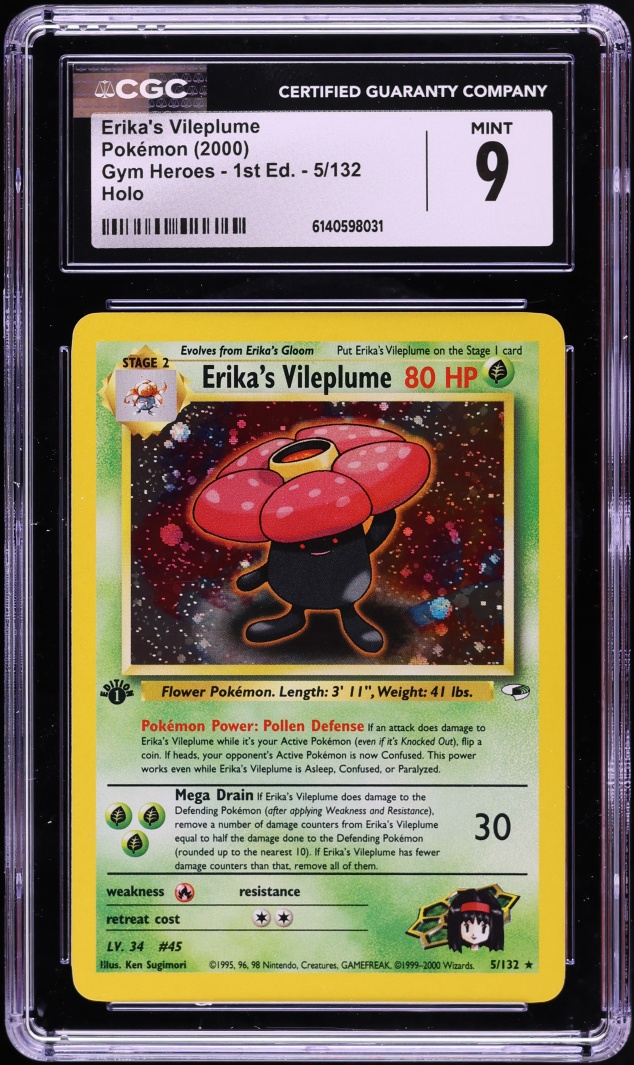 2000 Pokemon Gym Heroes 1st Edition Holo Erika's Vileplume #5 CGC 9 MINT