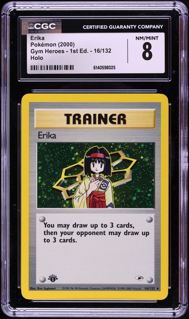 2000 Pokemon Gym Heroes 1st Edition Holo Erika #16 CGC 8 NM-MT