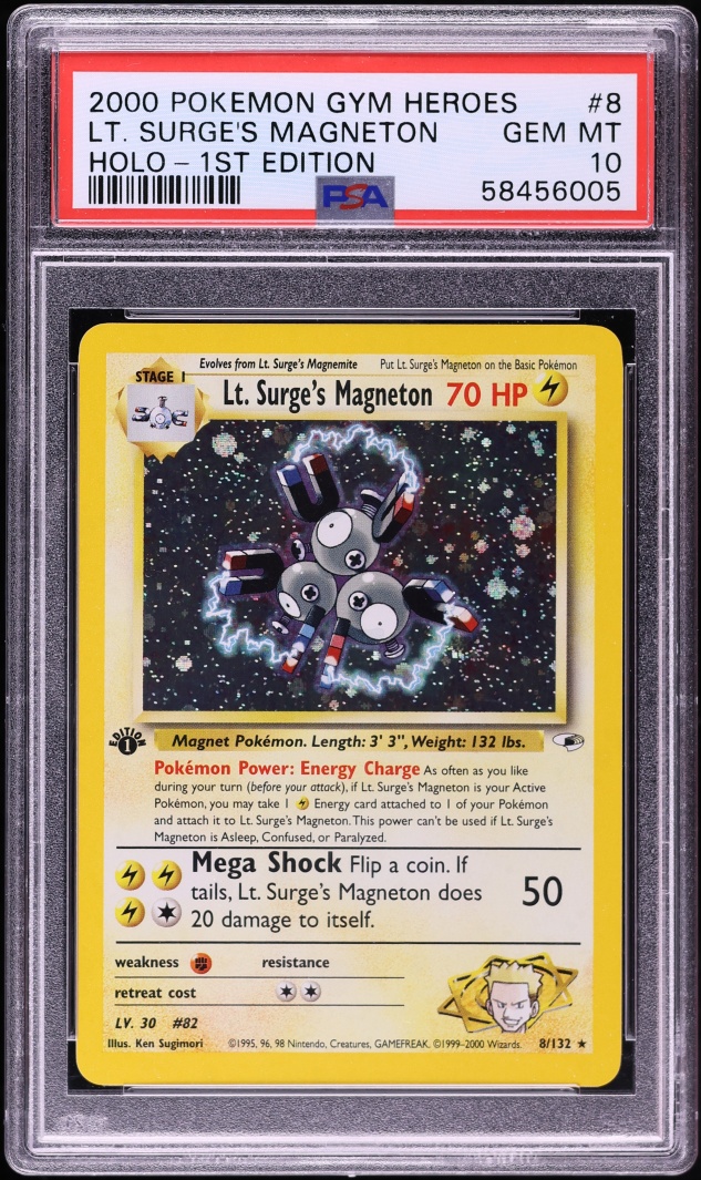 2000 Pokemon Gym Heroes 1st Edition Holo Lt. Surge's Magneton #8 PSA 10 GEM MINT