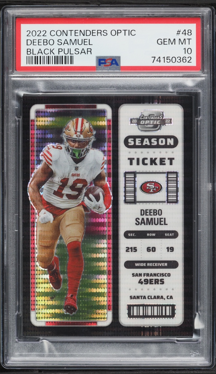 2022 Panini Contenders Optic Black Pulsar Deebo Samuel 5/5 #48 PSA 10 GEM MINT