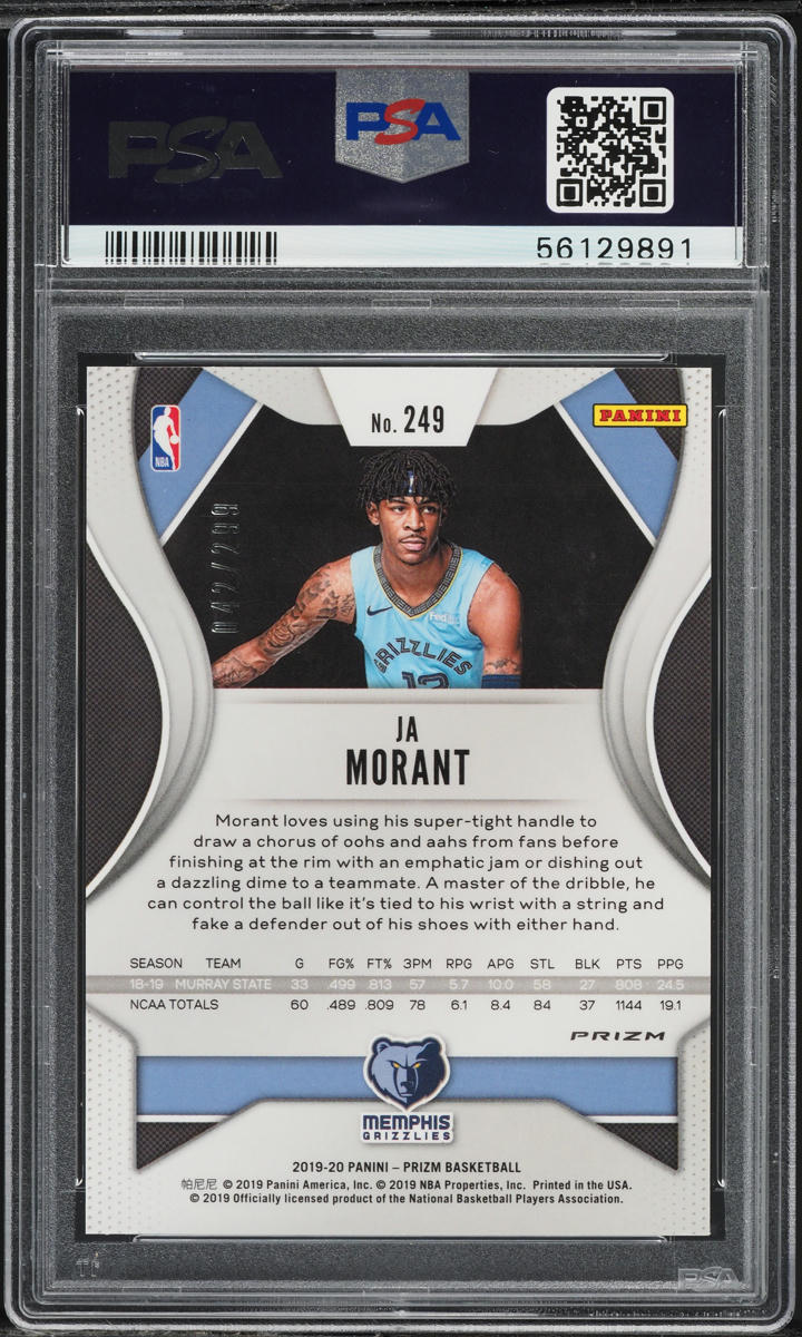 2019 Panini Prizm Red Ja Morant ROOKIE /299 #249 PSA 10 GEM MINT