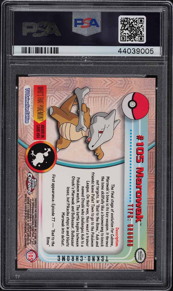 2000 Topps Chrome Pokemon Series 2 Tekno Marowak #105 PSA 9 MINT