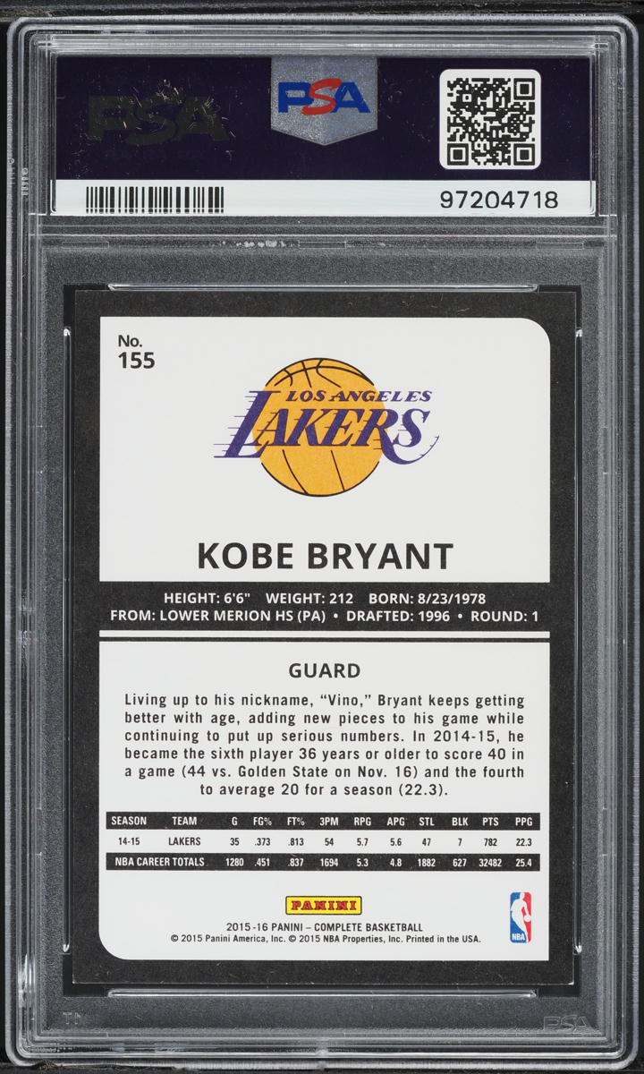 2015 Panini Complete Silver Kobe Bryant #155 PSA 9 MINT