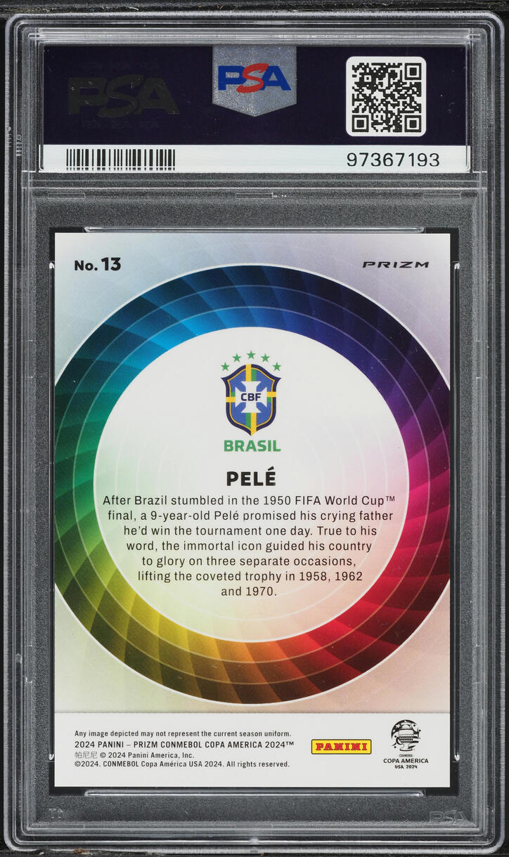 2024 Panini Prizm Conmebol Copa America Color Wheel Pele #13 PSA 10 GEM ...