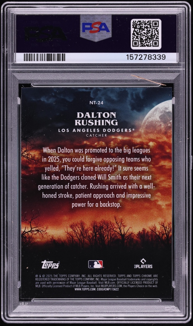 2025 Topps Chrome Update Night Terrors Dalton Rushing ROOKIE #24 PSA 10 GEM MINT