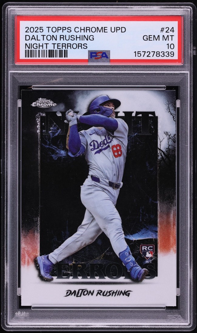 2025 Topps Chrome Update Night Terrors Dalton Rushing ROOKIE #24 PSA 10 GEM MINT