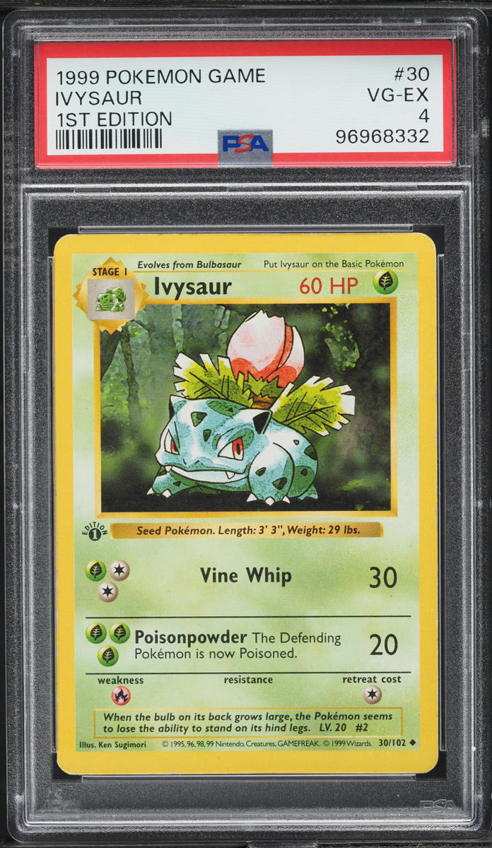 1999 Pokemon Base Set Shadowless 1st Edition Ivysaur #30 PSA 4 VGEX