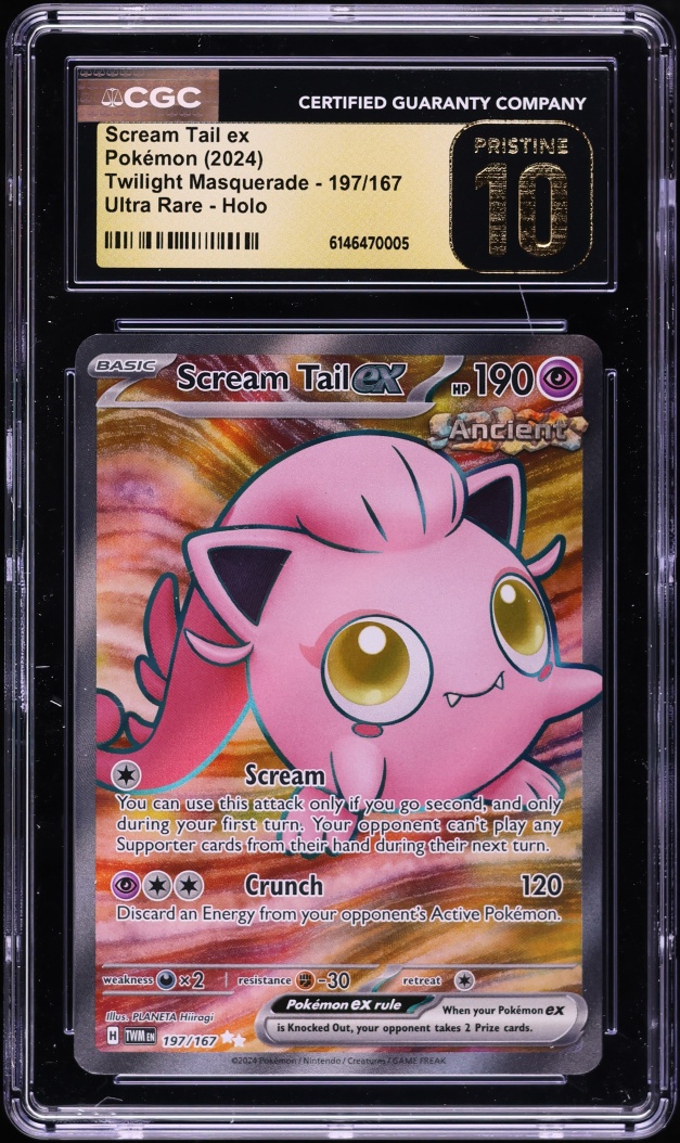2024 Pokemon Scarlet & Violet Twilight Masquerade Full Art Scream Tail ex #197 CGC 10 PRISTINE