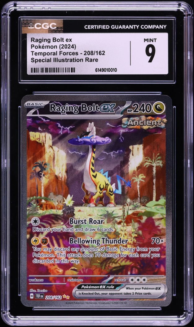 2024 Pokemon Scarlet & Violet Temporal Forces SIR Raging Bolt EX #208 CGC 9 MINT