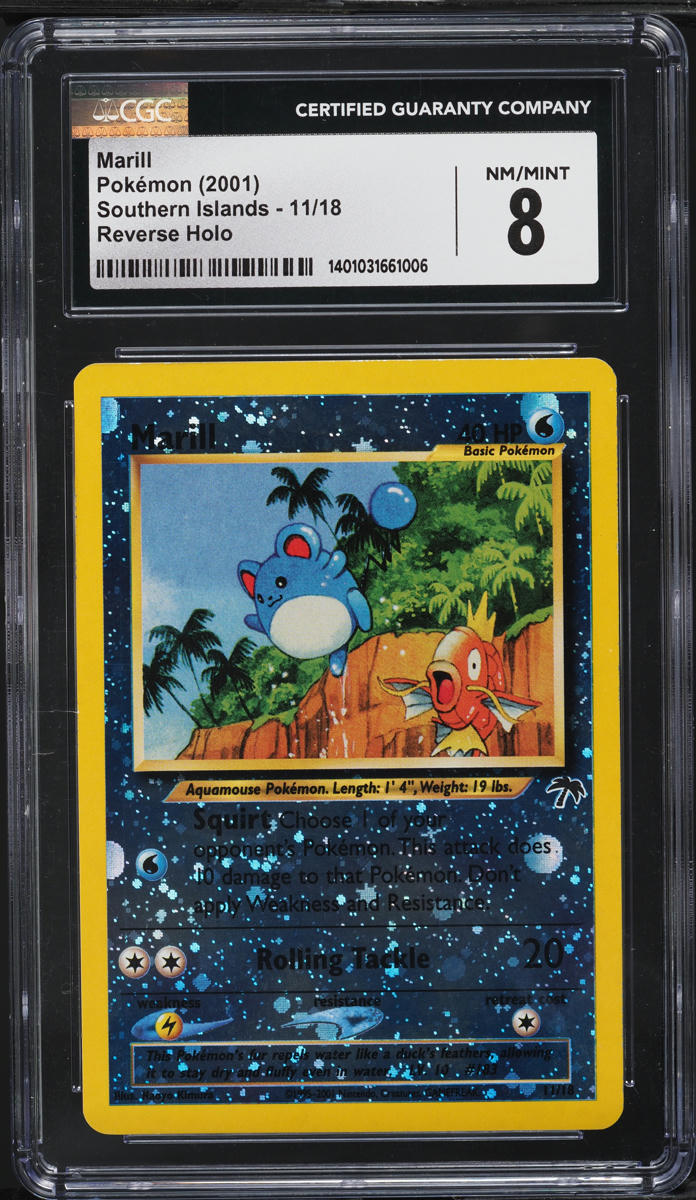 2001 Pokemon Southern Islands Reverse Holo Marill #11 CGC 8 NM-MT