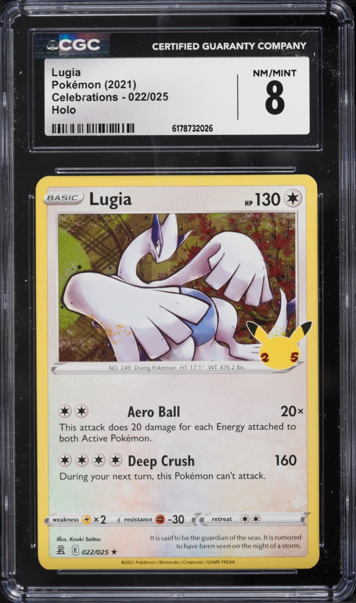 2021 Pokemon Sword & Shield Celebrations Holo Lugia #22 CGC 8 NM-MT