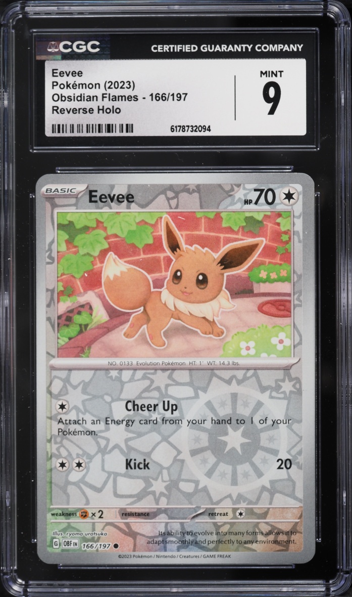 2023 Pokemon Scarlet & Violet Obsidian Flames Reverse Holo Eevee #166 CGC 9 MINT