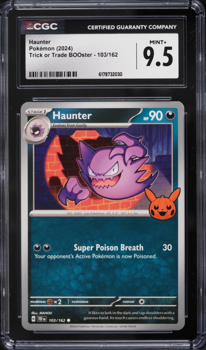 2024 Pokemon Scarlet & Violet Temporal Forces Trick Or Trade BOOster Haunter #103 CGC 9.5 MINT+