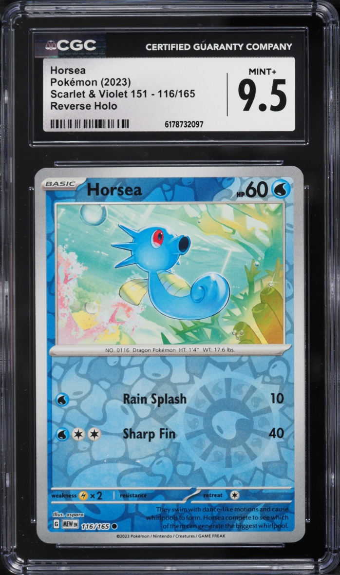 2023 Pokemon Scarlet & Violet 151 Reverse Holo Horsea #116 CGC 9.5 MINT+
