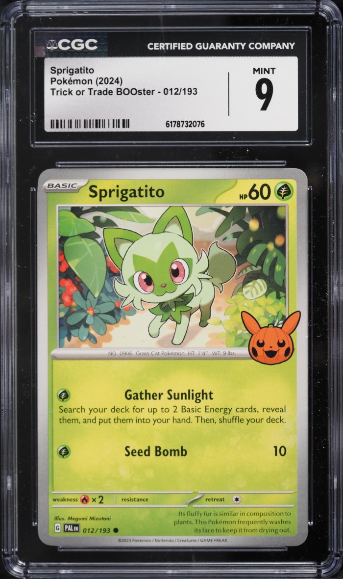 2024 Pokemon Scarlet & Violet Trick Or Trade BOOster Sprigatito #012 CGC 9 MINT