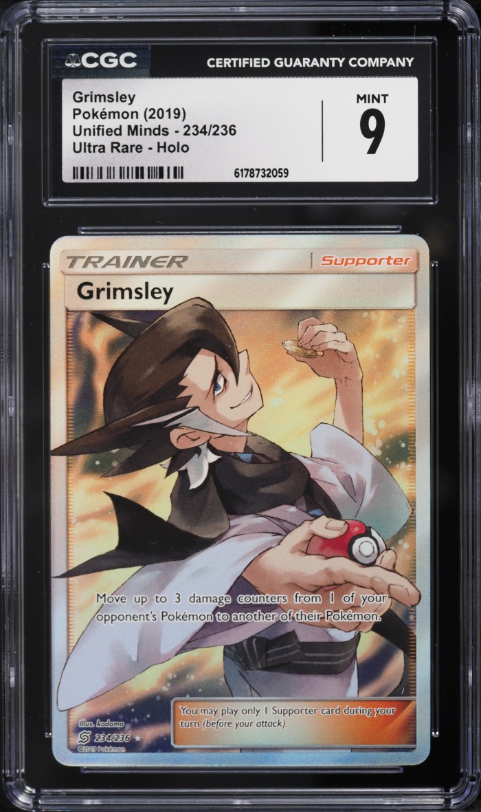 2019 Pokemon Sun & Moon Unified Minds Full Art Grimsley #234 CGC 9 MINT