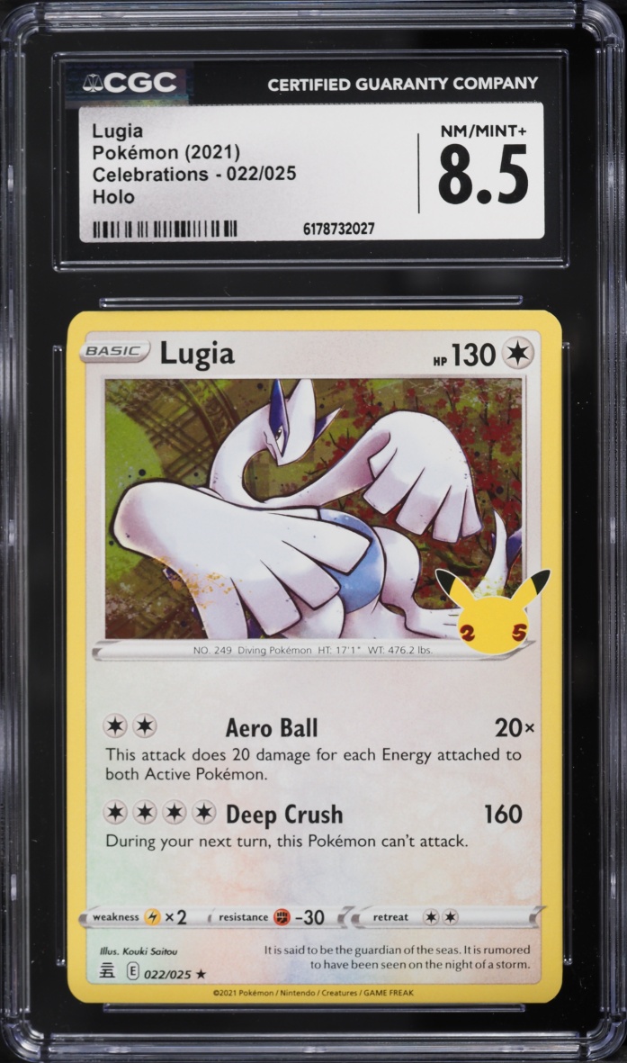 2021 Pokemon Sword & Shield Celebrations Holo Lugia #22 CGC 8.5 NM-MT+
