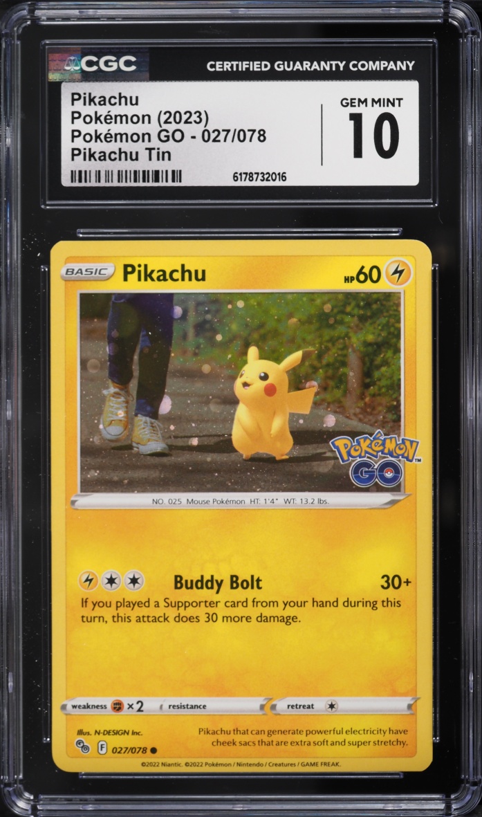 2023 Pokemon Sword & Shield Pokemon GO Tin Holo Pikachu #27 CGC 10 GEM MINT