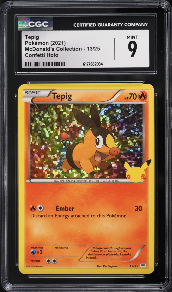 2021 Pokemon Sword & Shield McDonald's Collection Confetti Holo Tepig #13 CGC 9 MINT