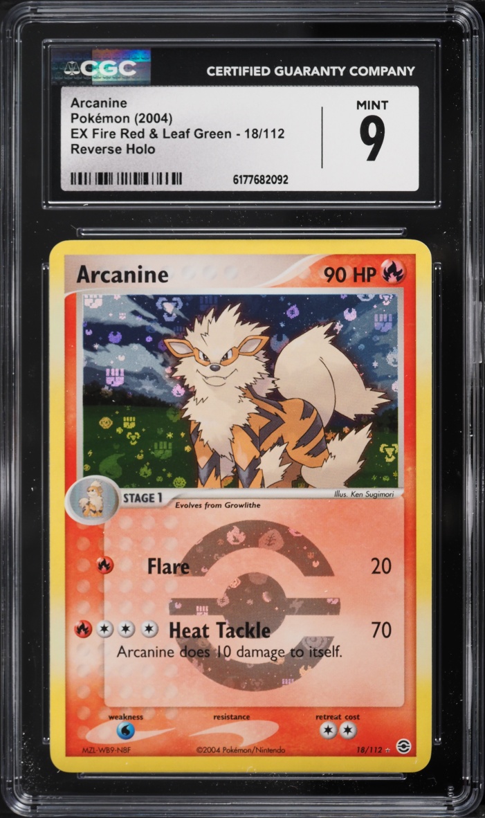 2004 Pokemon EX Fire Red & Leaf Green Reverse Holo Arcanine #18 CGC 9 MINT