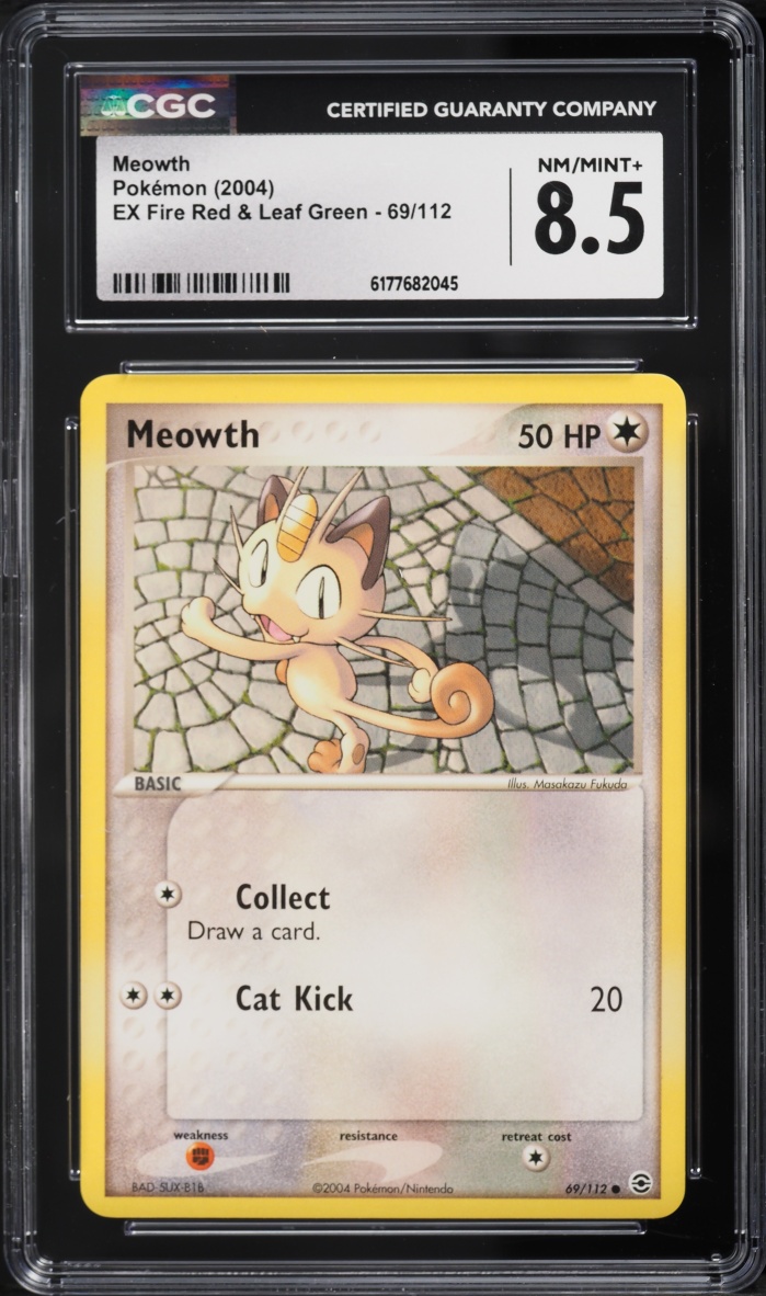 2004 Pokemon EX Fire Red & Leaf Green Meowth #69 CGC 8.5 NM-MT+