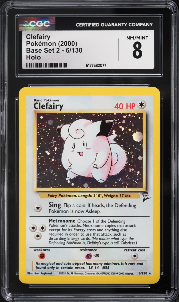 2000 Pokemon Base Set 2 Holo Clefairy #6 JSA CGC 8 NM-MT
