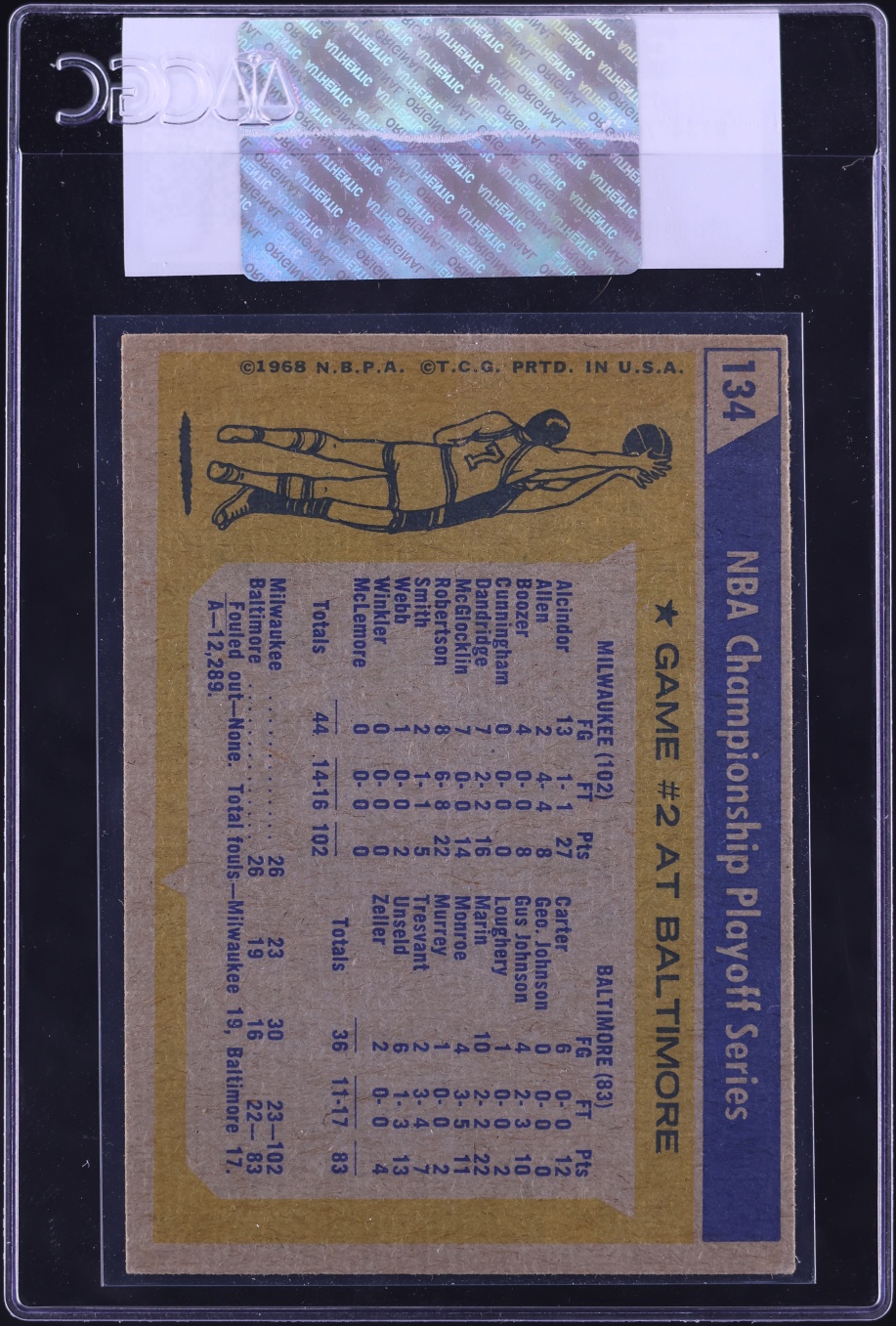 1971 Topps Basketball '70 NBA Finals Game #2 #134 CGC AUTH